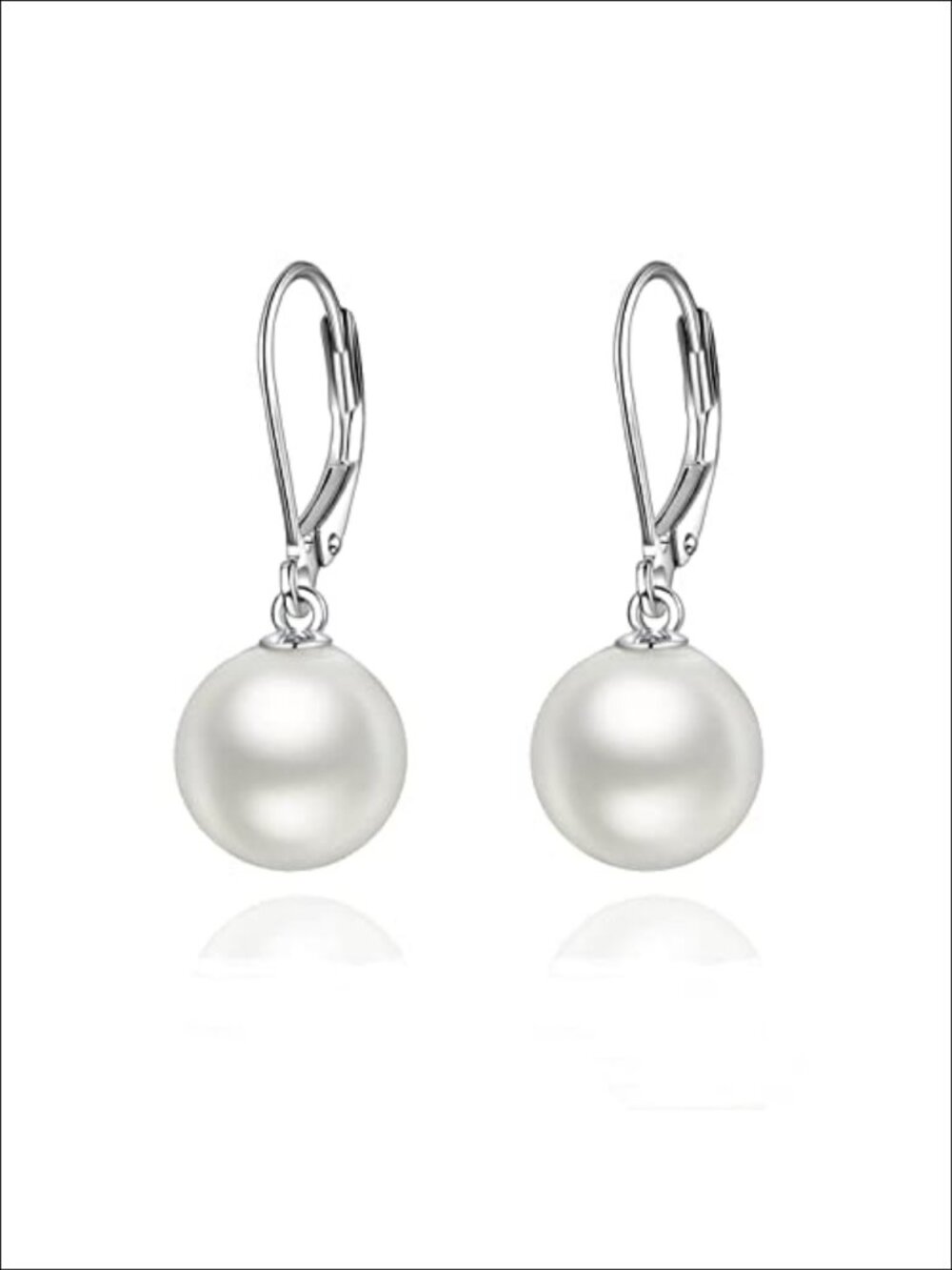 925 Sterling Silver Pearl Leverback Dangle Drop Earrings for Women